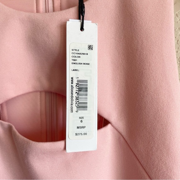 NTW Alice + Olivia Gara Cutout Bodycon Mini Dress in English Rose Size 6 - Picture 12 of 12